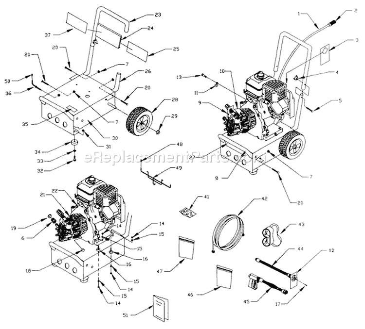 Page A Diagram and Parts List for 1042-3  Briggs and Stratton Pressure Washer